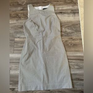 Banana Republic Seersucker Sheath Cotton Pinstripes Dress in Gray & White Size 2